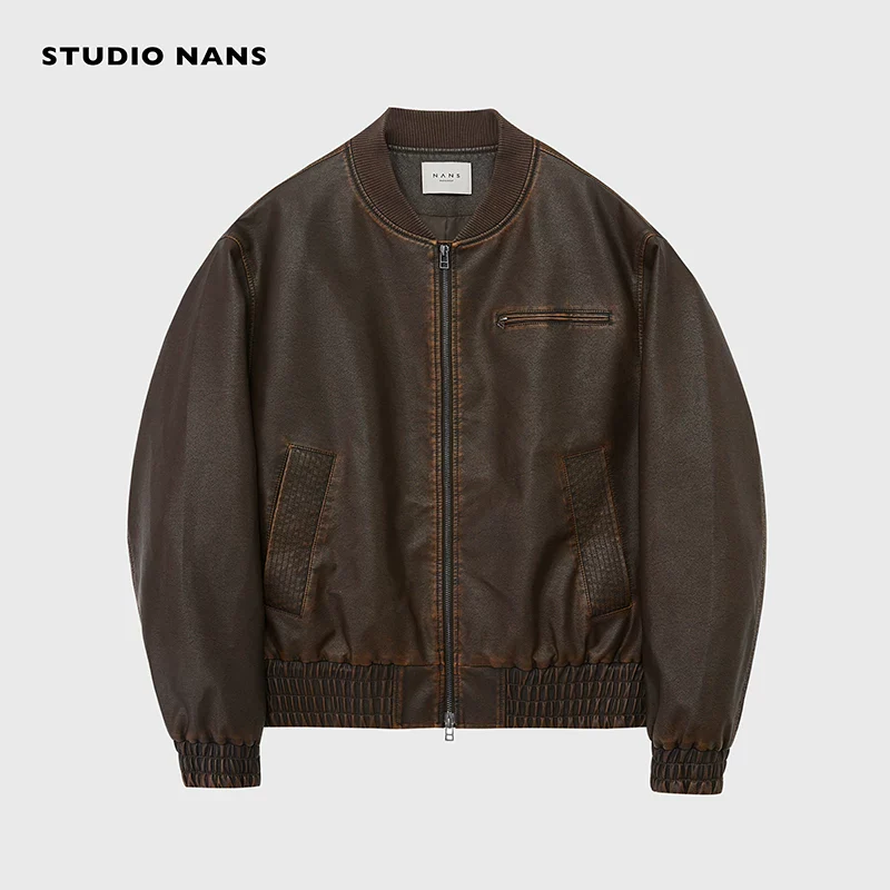 Washed PU Bomber Jacket - Image 6