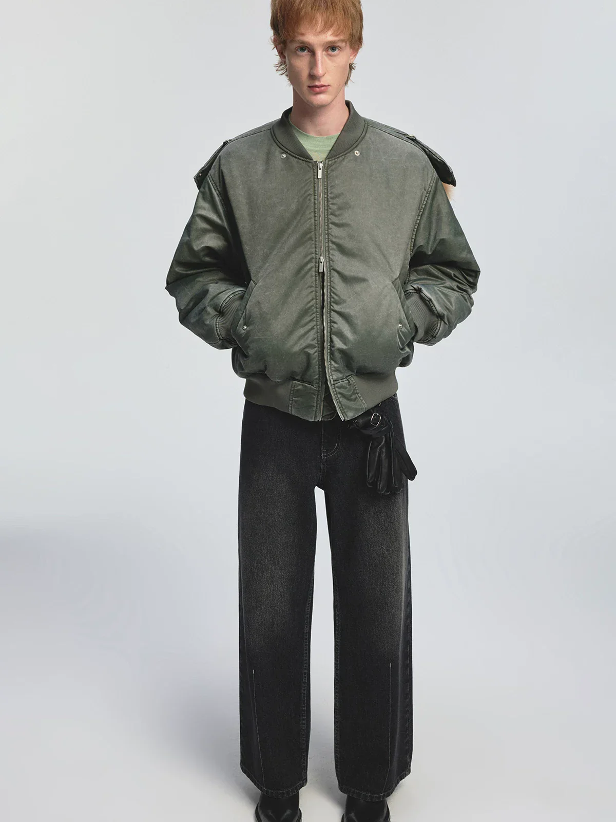 Washed Quilted Hooded Bomber Jacket - Image 3