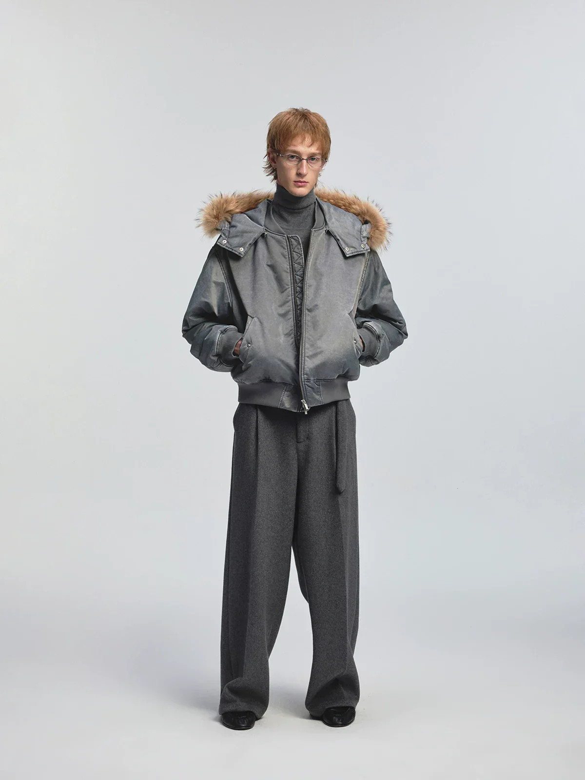 Washed Quilted Hooded Bomber Jacket - Image 4