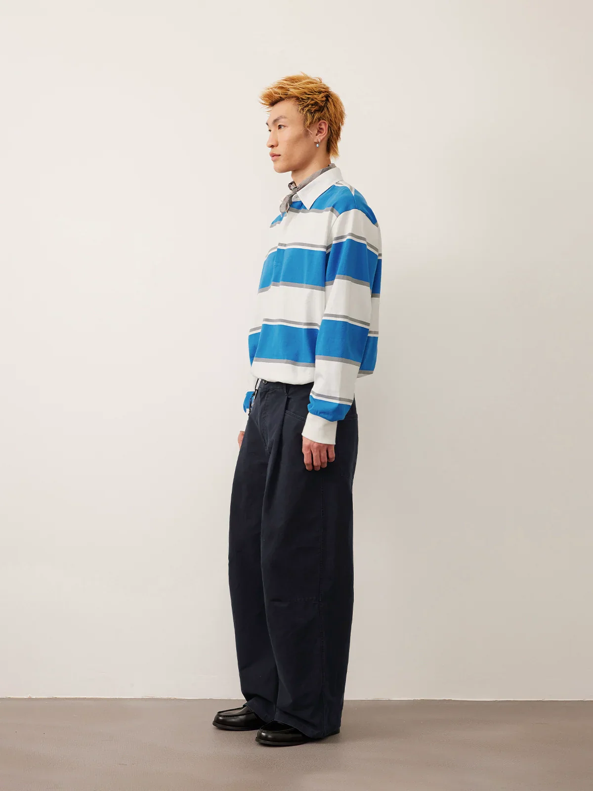 Washed Twill Single-Pleat Wide-Leg Trousers - Image 2