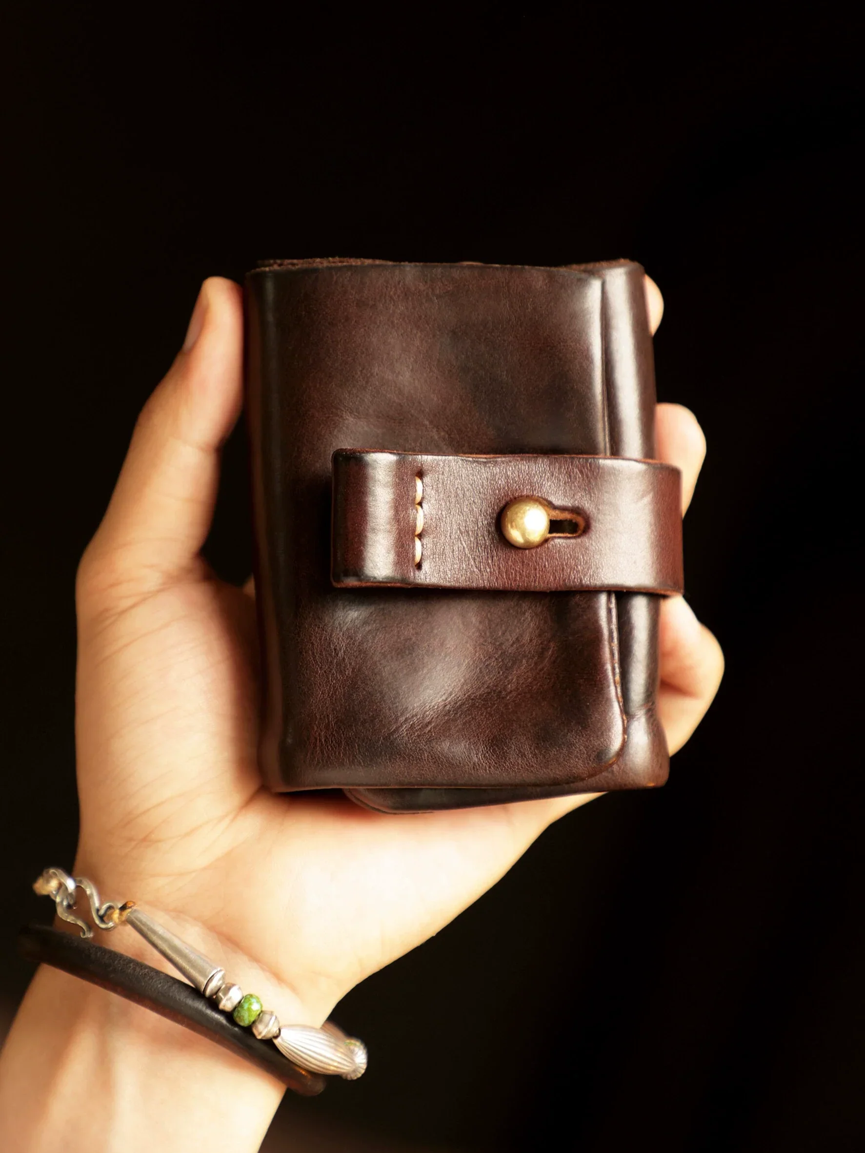 Washed Veg-Tan Leather Wrap Wallet - Image 3