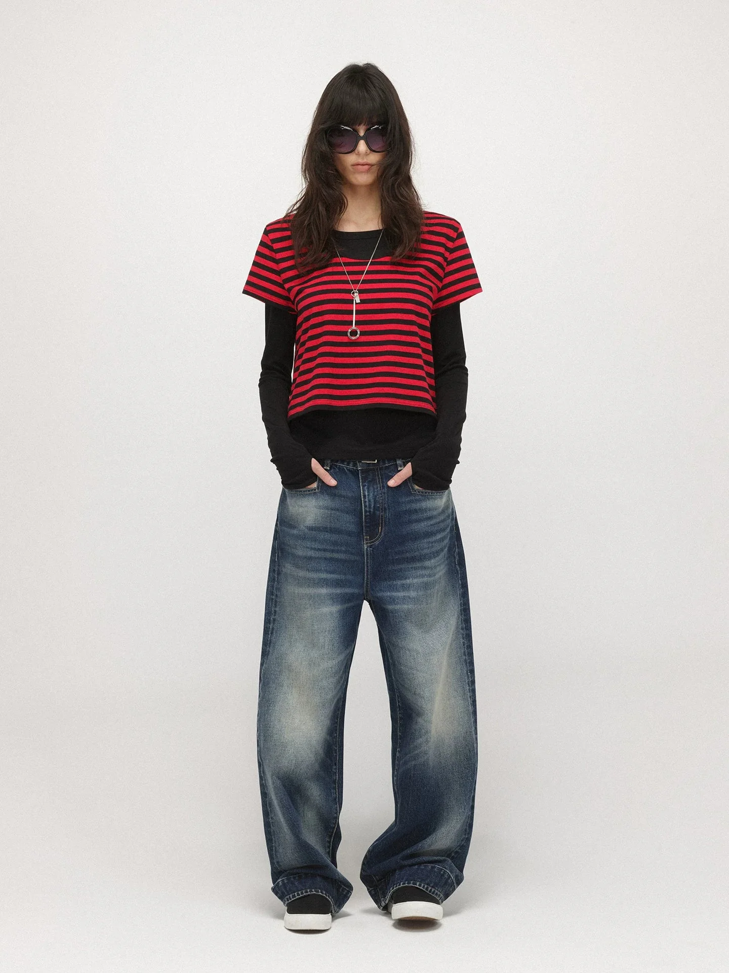 Washed Wide-Leg Jeans - Image 2