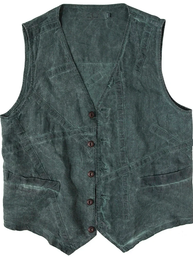 Washed Workwear V-Neck Vest - Image 3