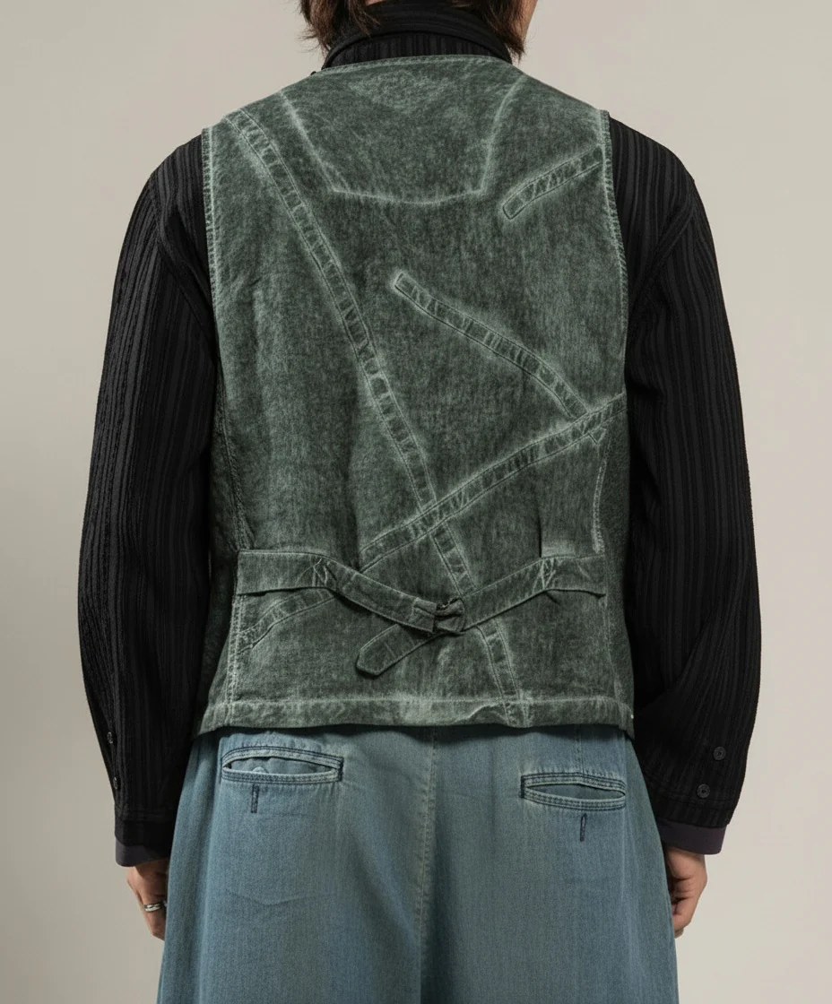 Washed Workwear V-Neck Vest - Image 4