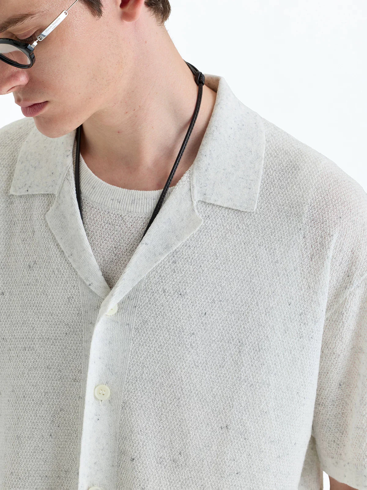 Washi Linen Camp-Collar Knit Cardigan - Image 4