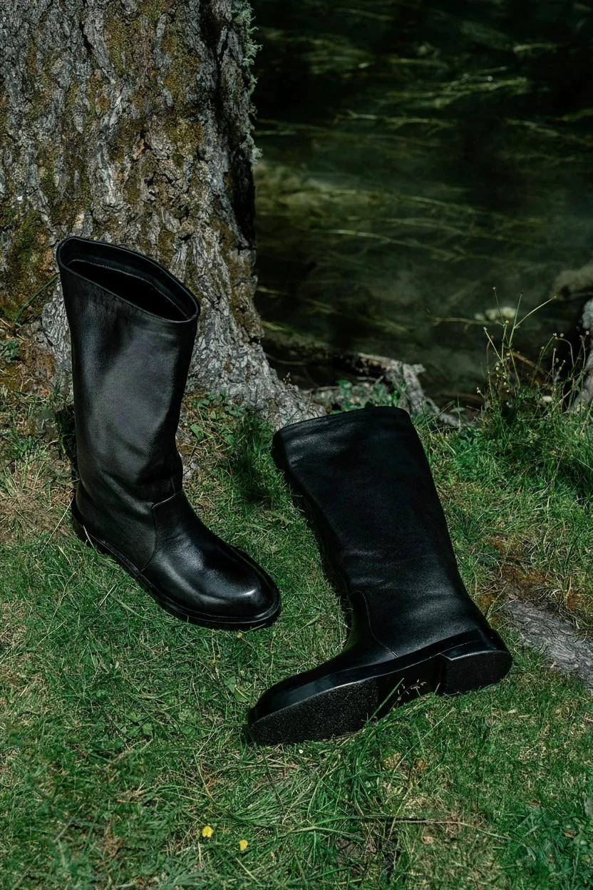 Water-Dyed Cowhide Riding Boots - Image 3