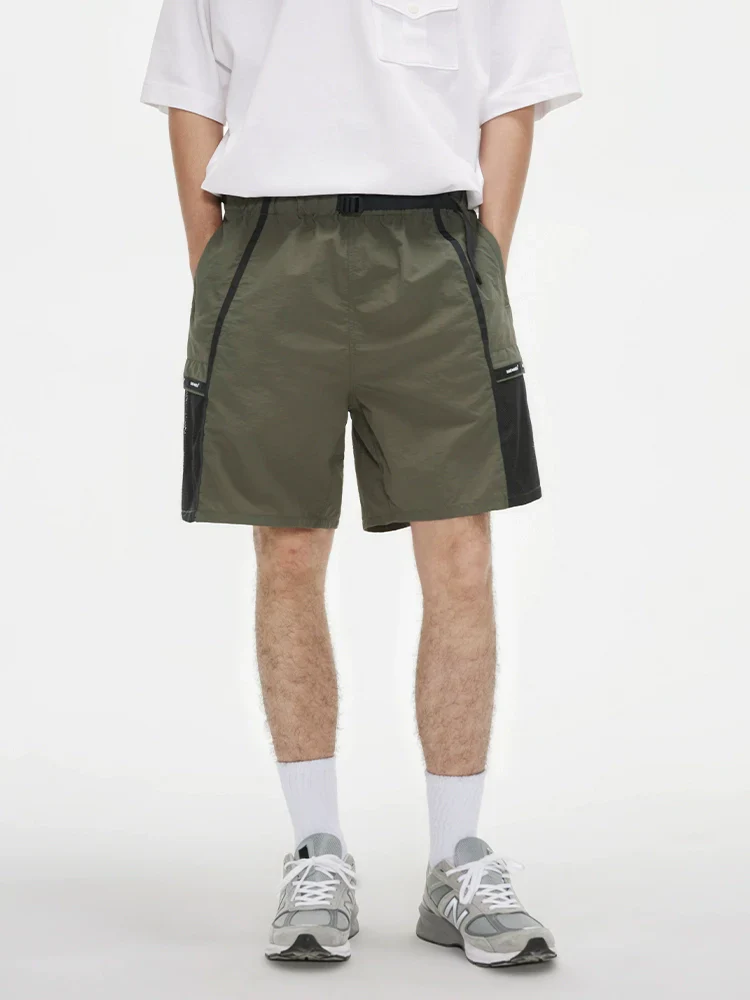 Water-Repellent Belted Mesh Cargo Shorts