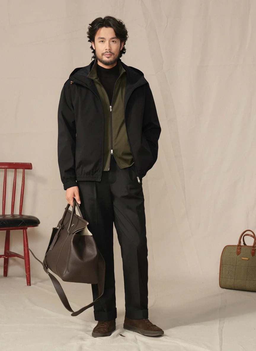 Water-Repellent Hooded Two-Way Zip Jacket - Image 2