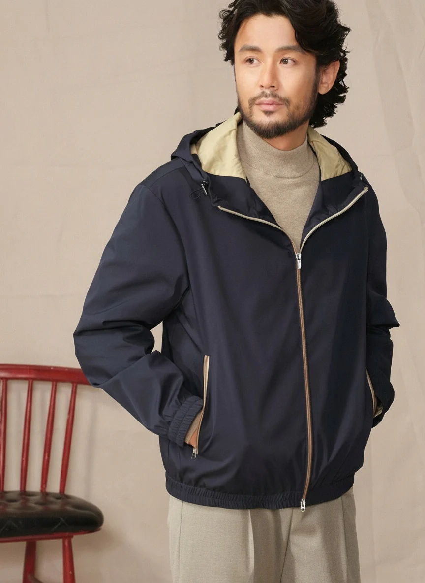 Water-Repellent Hooded Two-Way Zip Jacket - Image 4