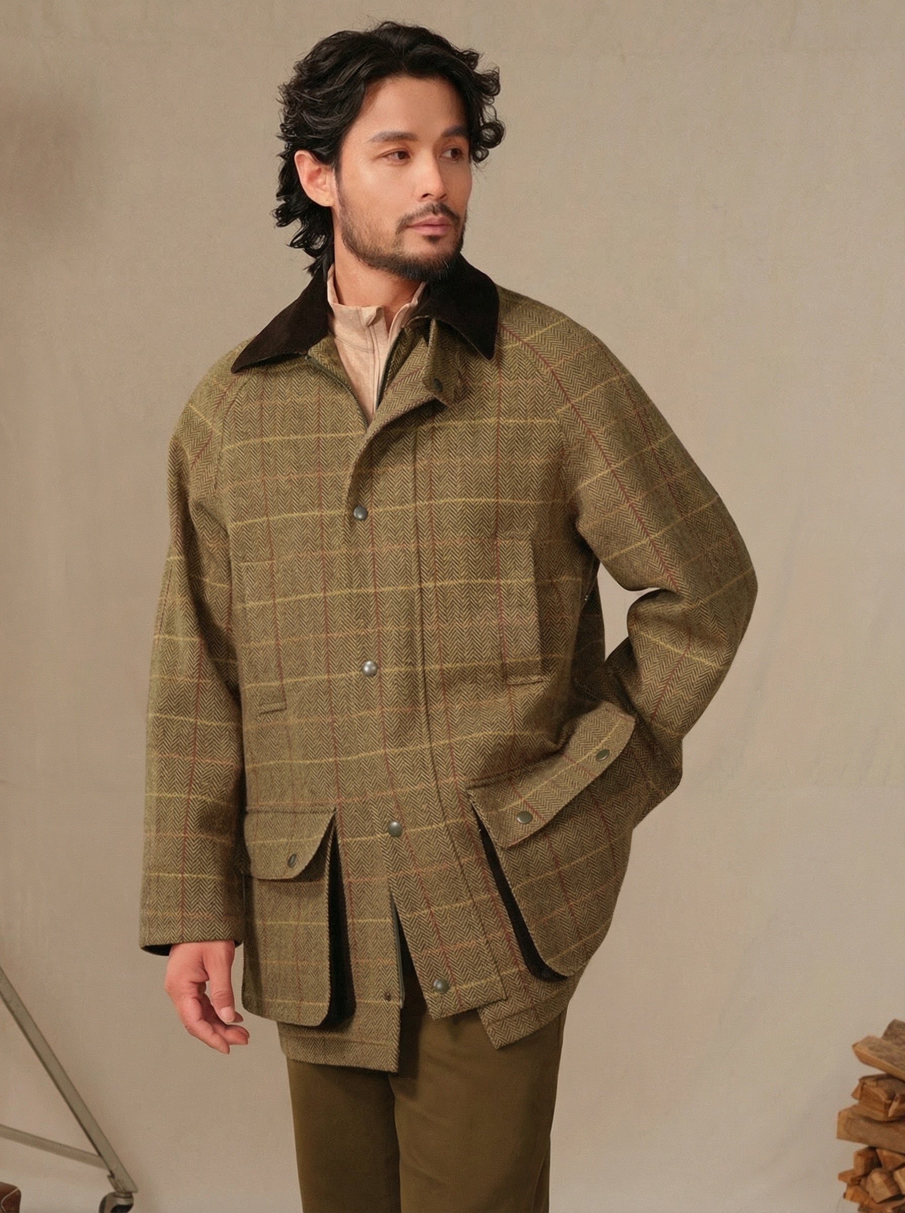 Waterproof Wool Tweed Field Jacket