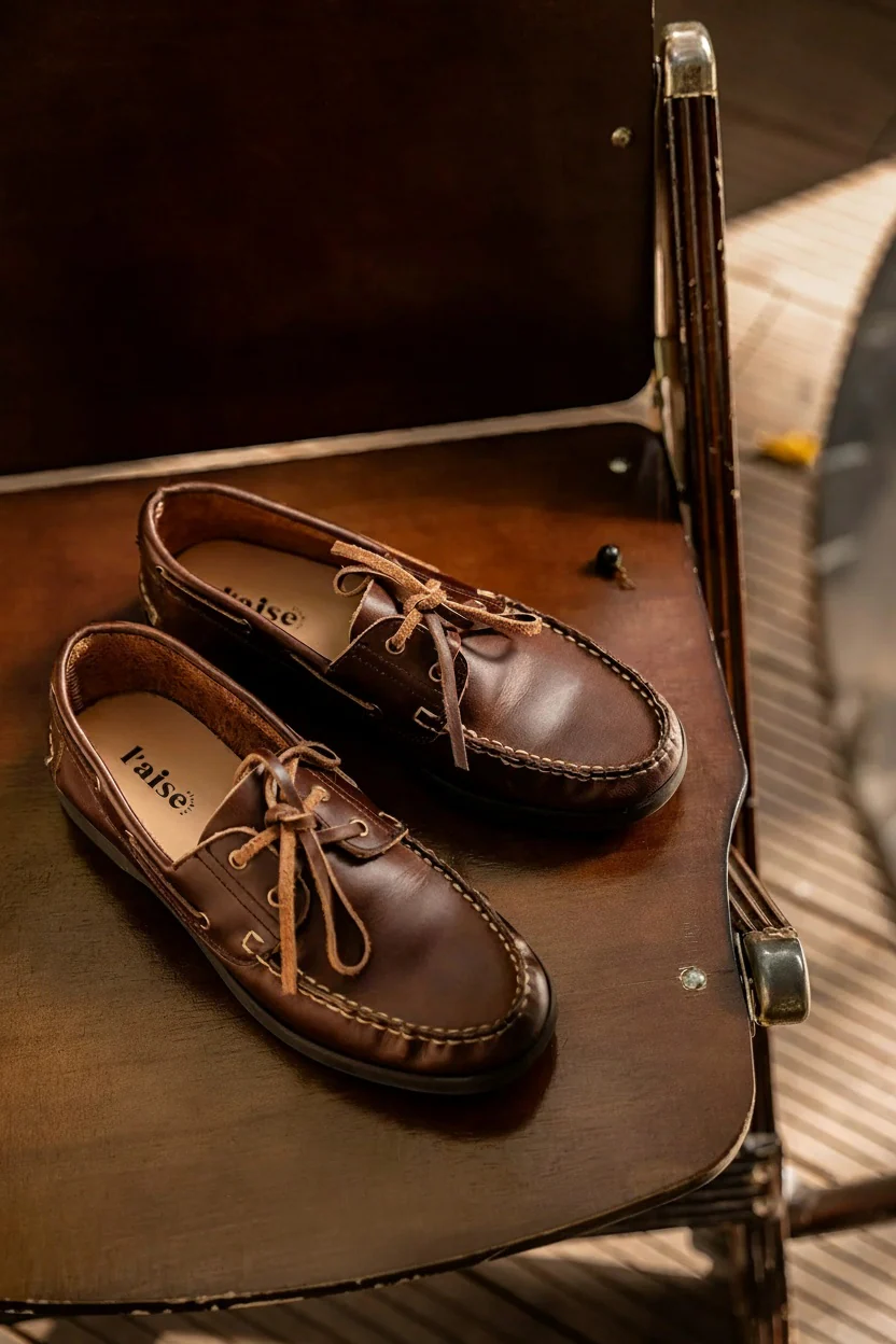 Waxed Cowhide Boat Loafers - Image 2
