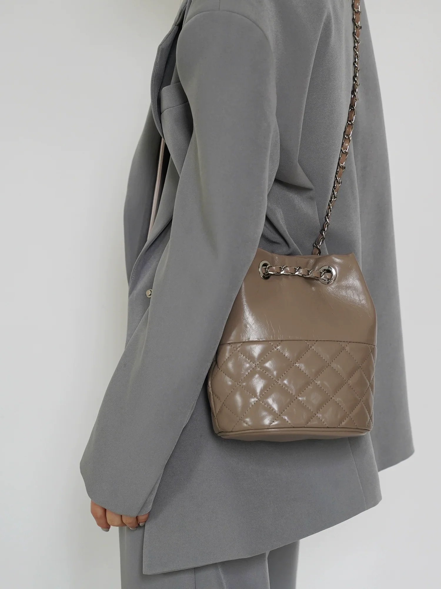 Waxed Cowhide Bucket Bag - Image 3