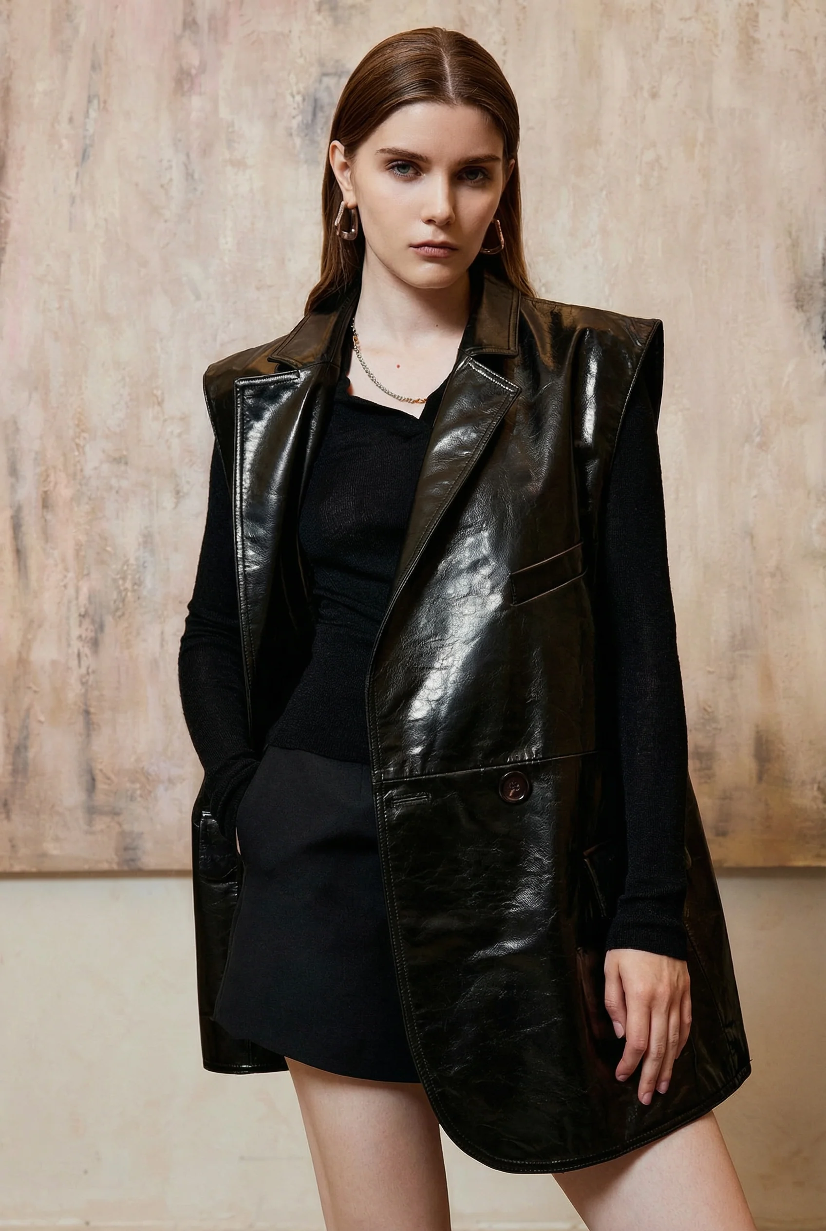 Waxy Lambskin V‑Neck Jacket - Image 6