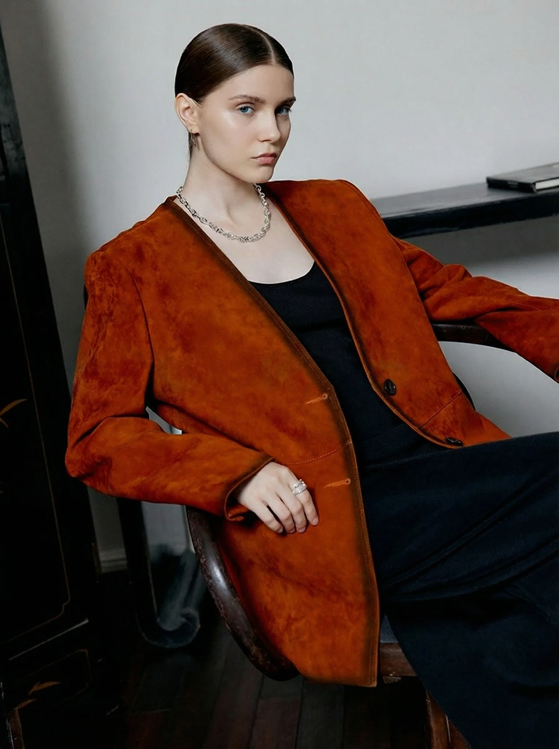 Waxy Lambskin V‑Neck Jacket - Image 8