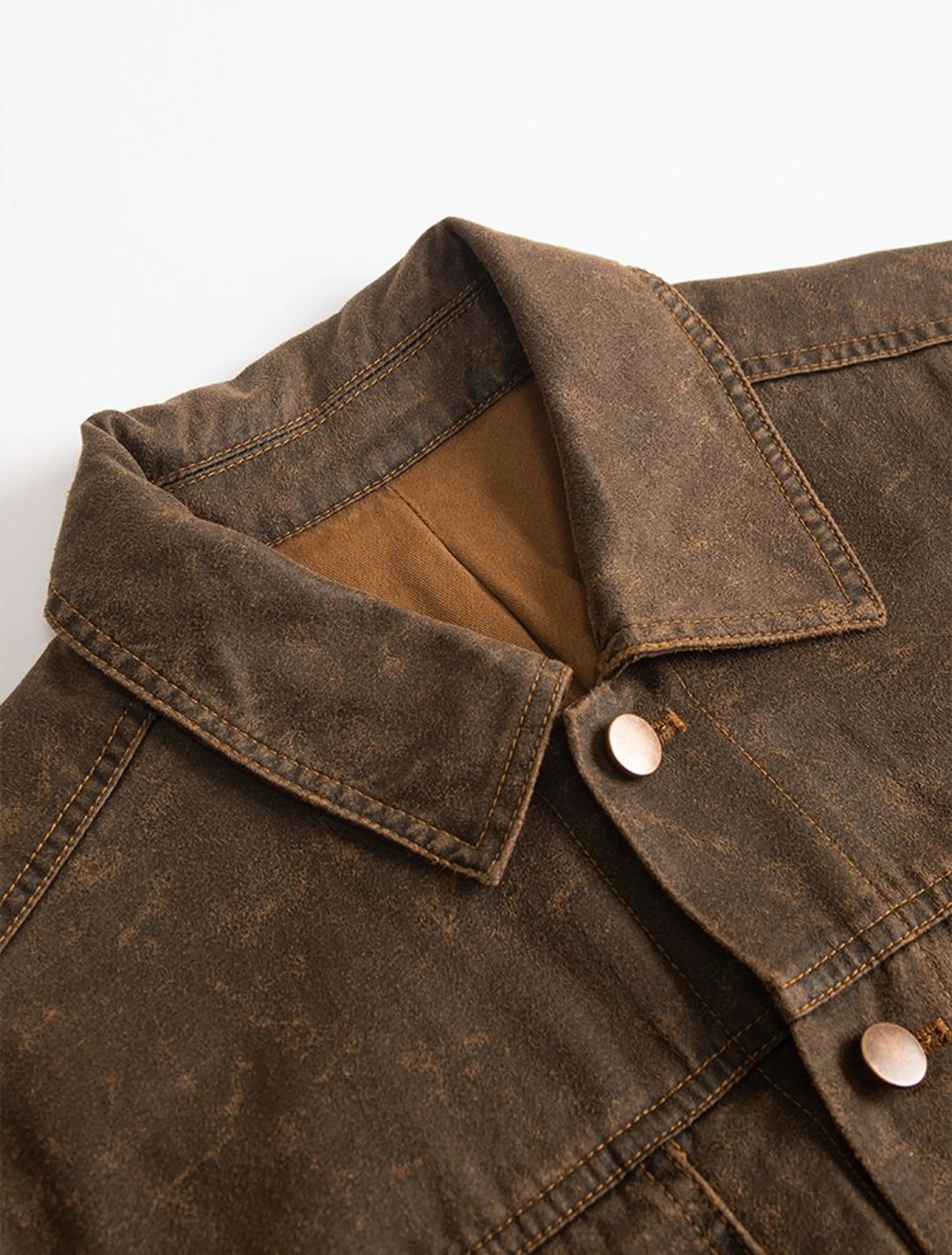 Weathered Canvas Trucker Jacket - Image 7