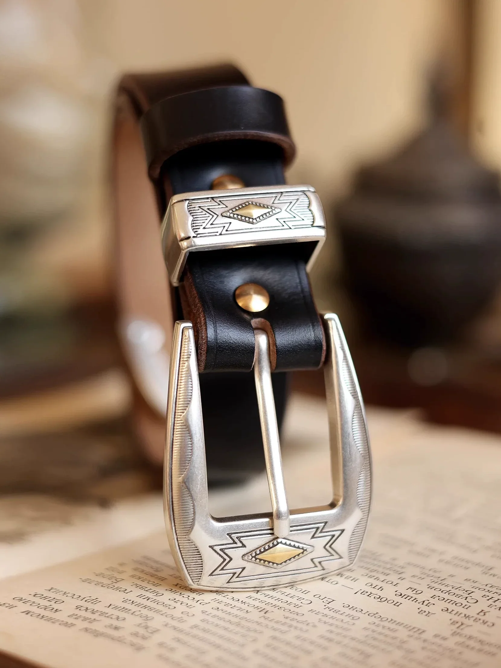 Western Engraved Leather Belt