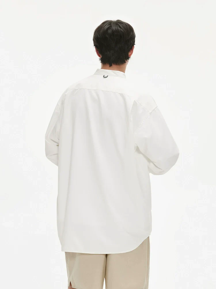White Band-Collar Oversized Shirt - Image 2