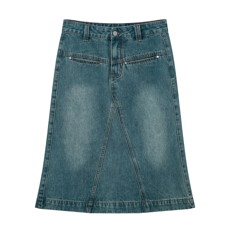 White Denim Fishtail Skirt - Image 7
