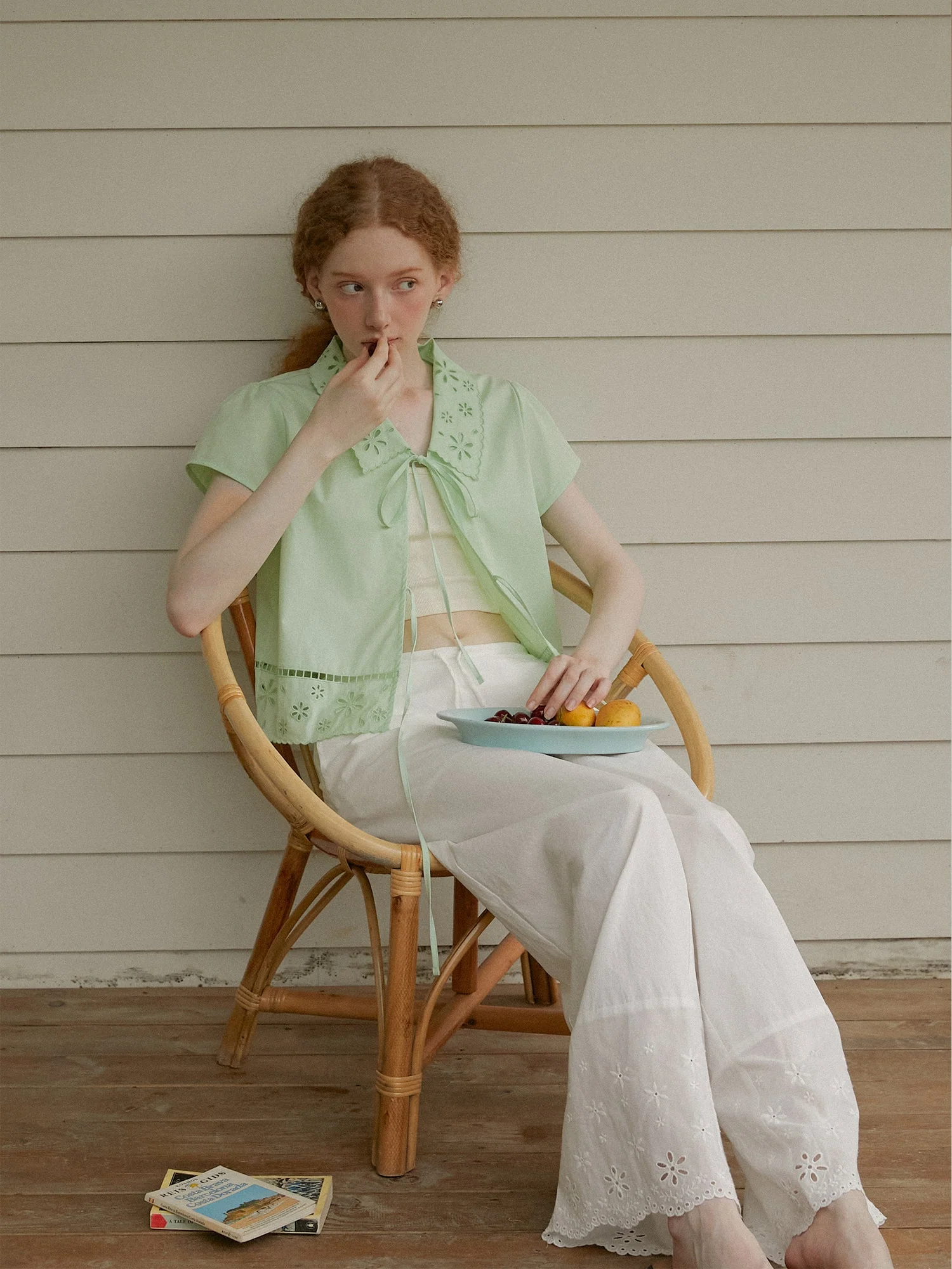 White Embroidered Trousers - Image 4