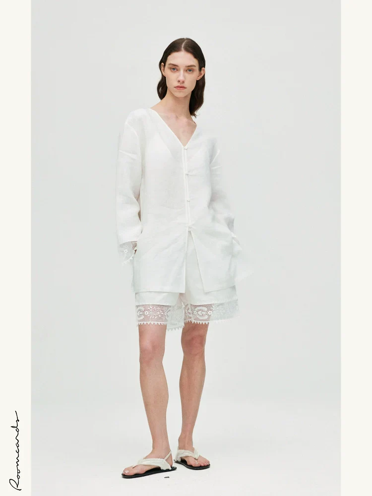 White Lace-Trim Shorts