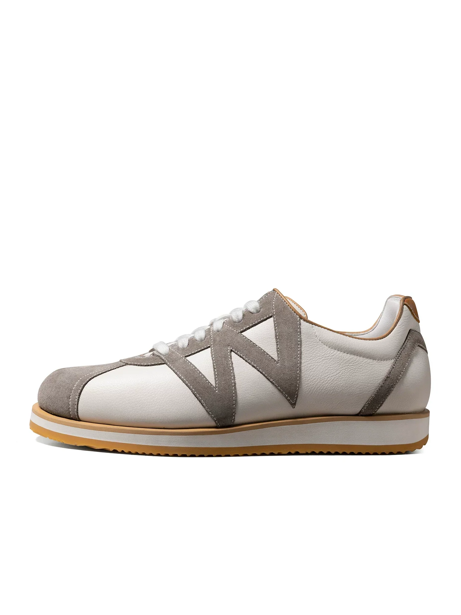 White Leather Suede-Trim Sneaker - Image 2
