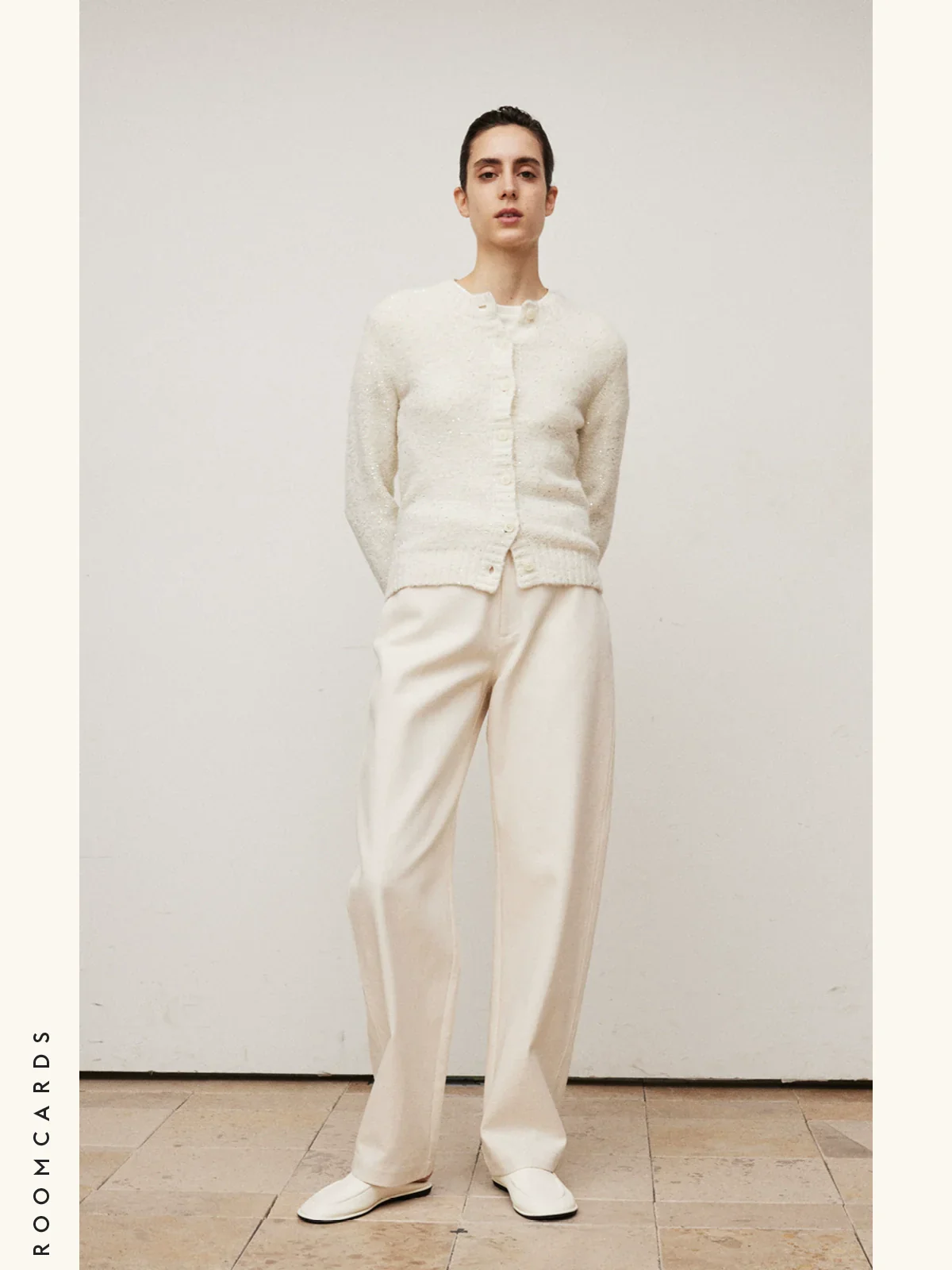 White Sequined Alpaca Knit Cardigan - Image 2