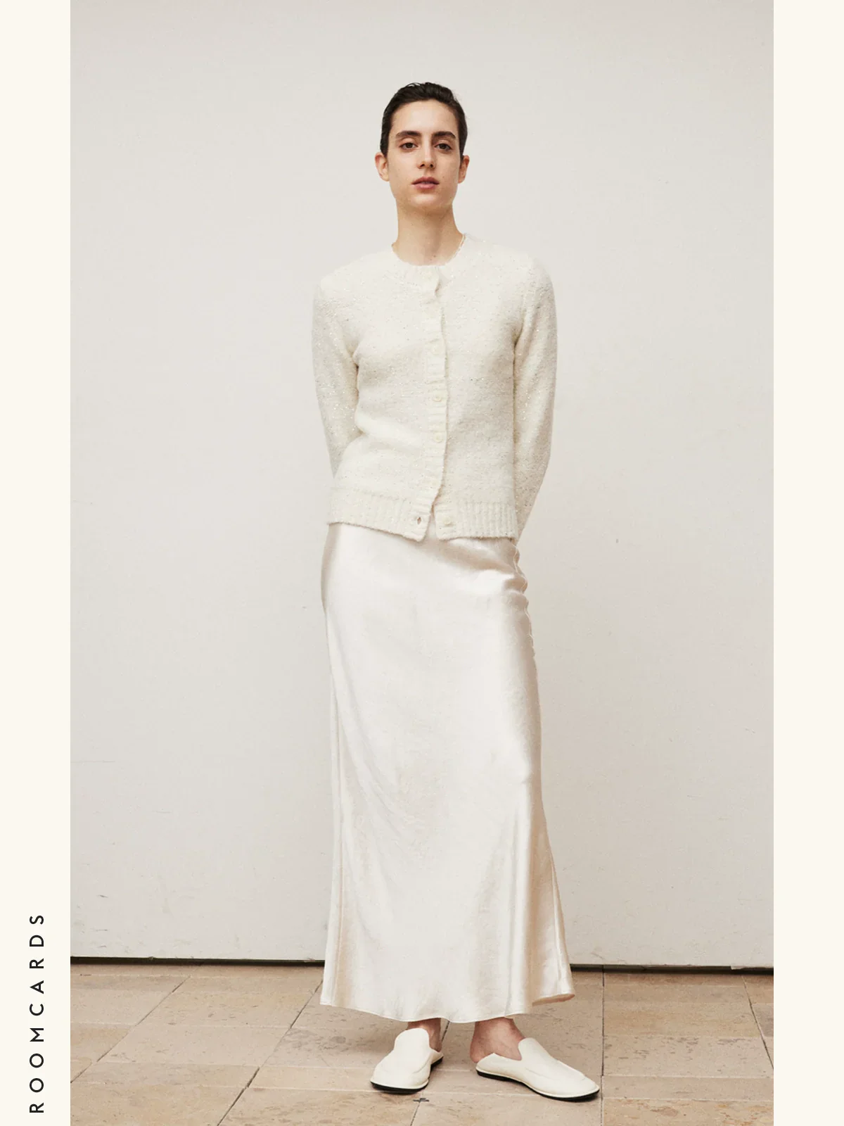 White Sequined Alpaca Knit Cardigan - Image 3