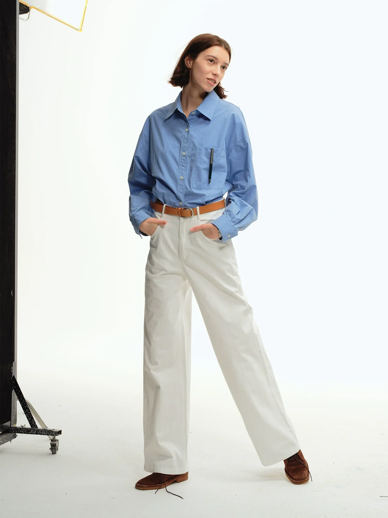 White Straight Trousers