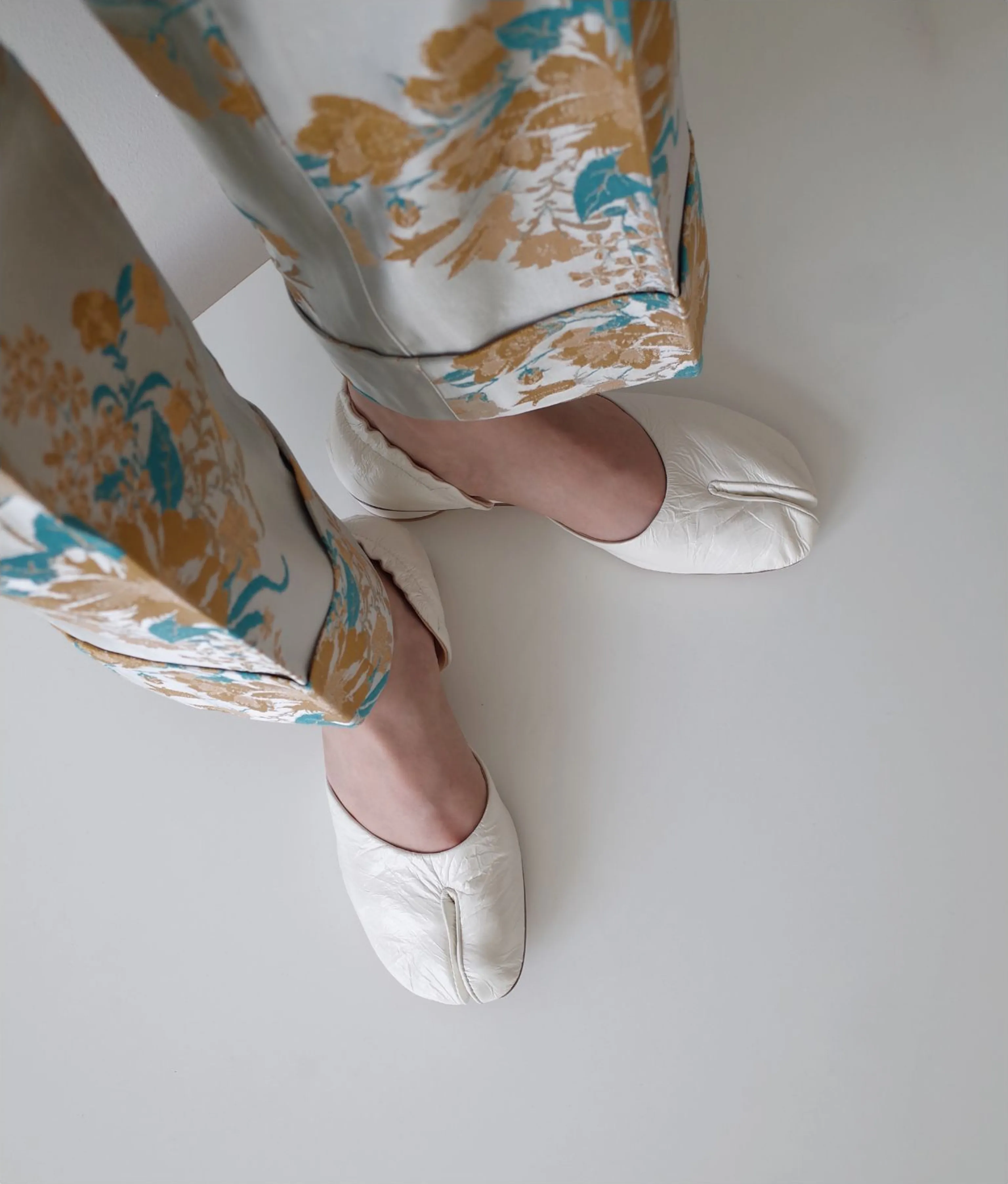White Tabi Slip-On Shoes - Image 4