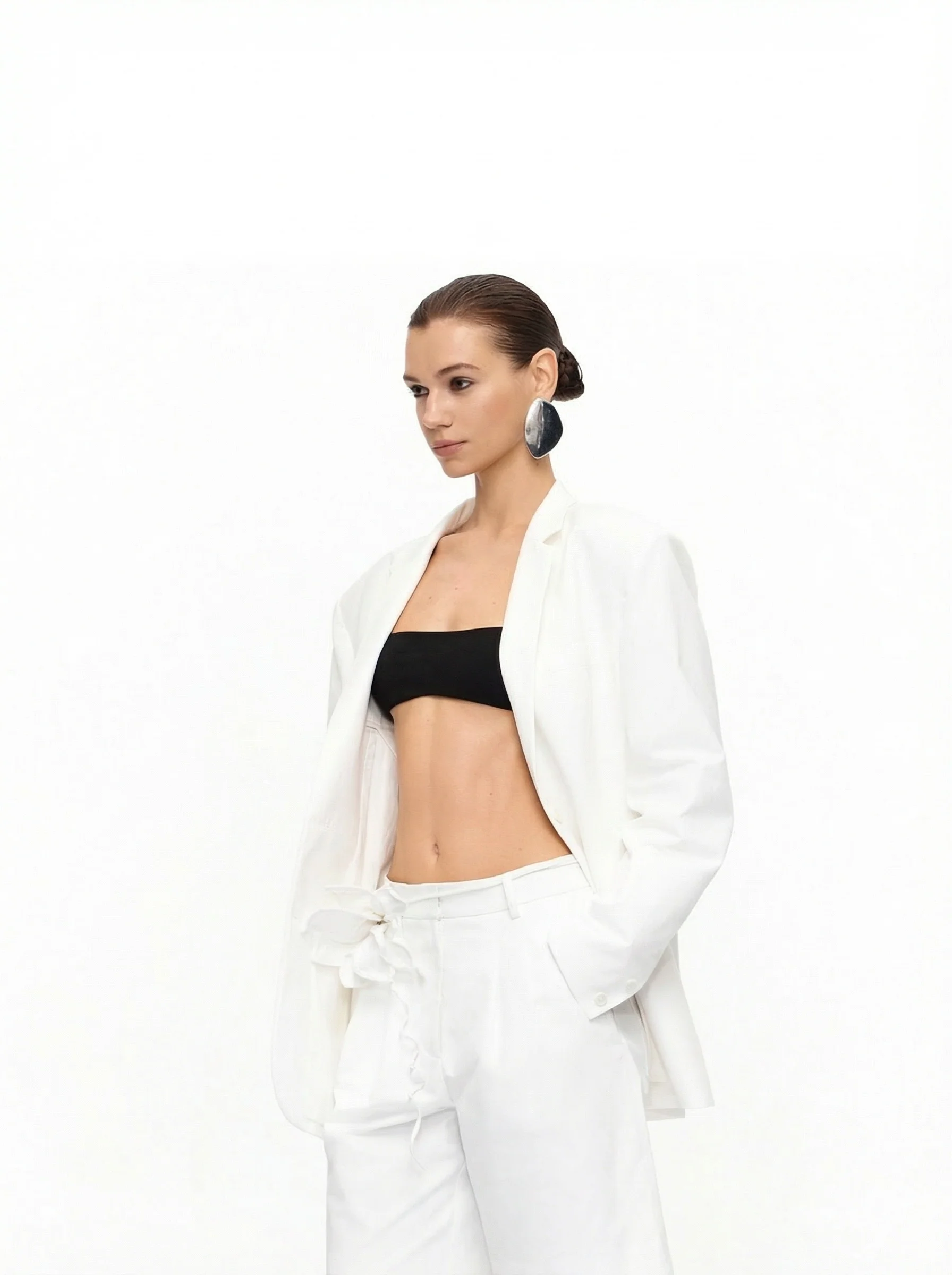 White Two-Button Blazer - Image 4
