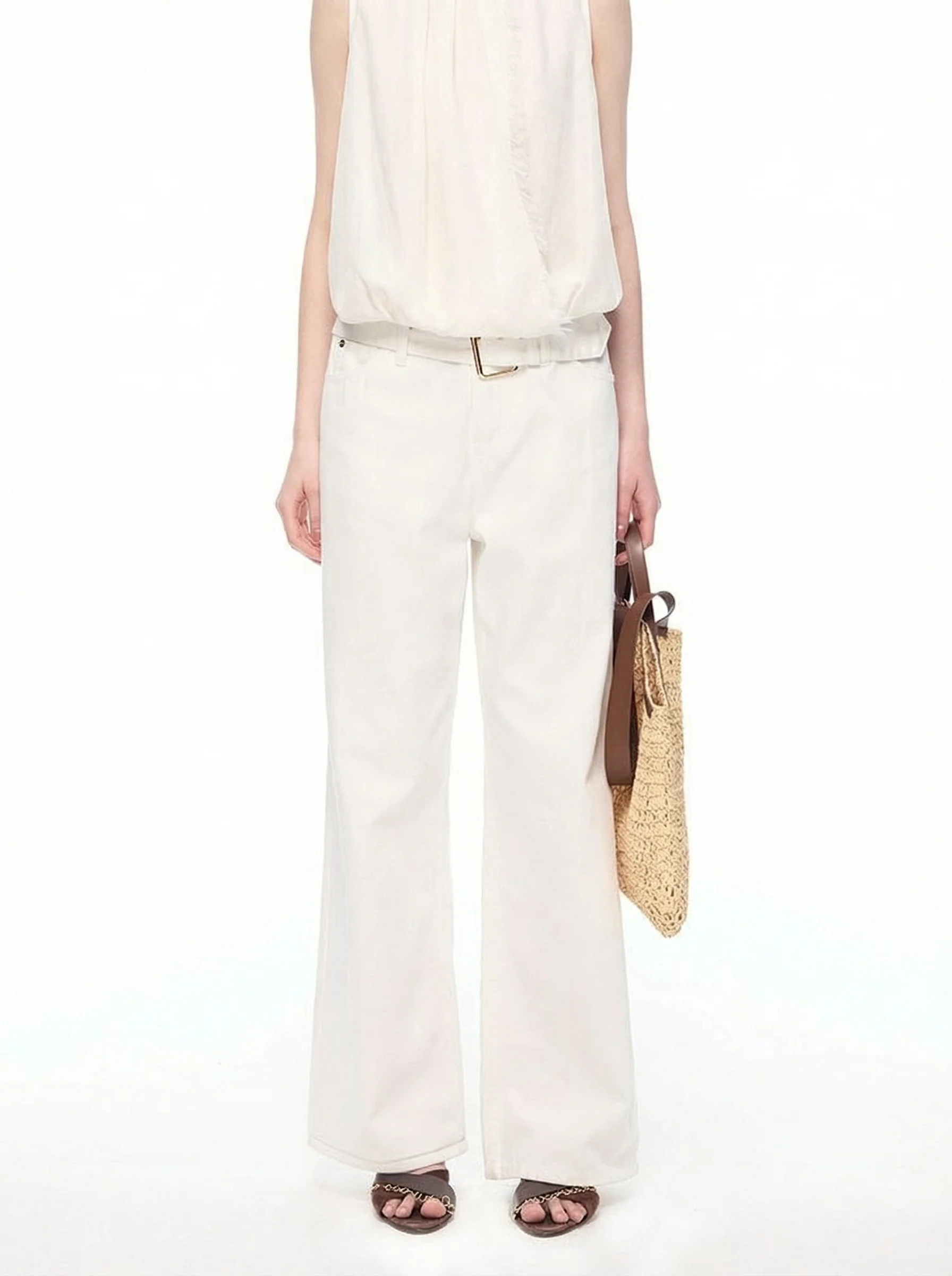 White Wide-Leg Trousers - Image 3