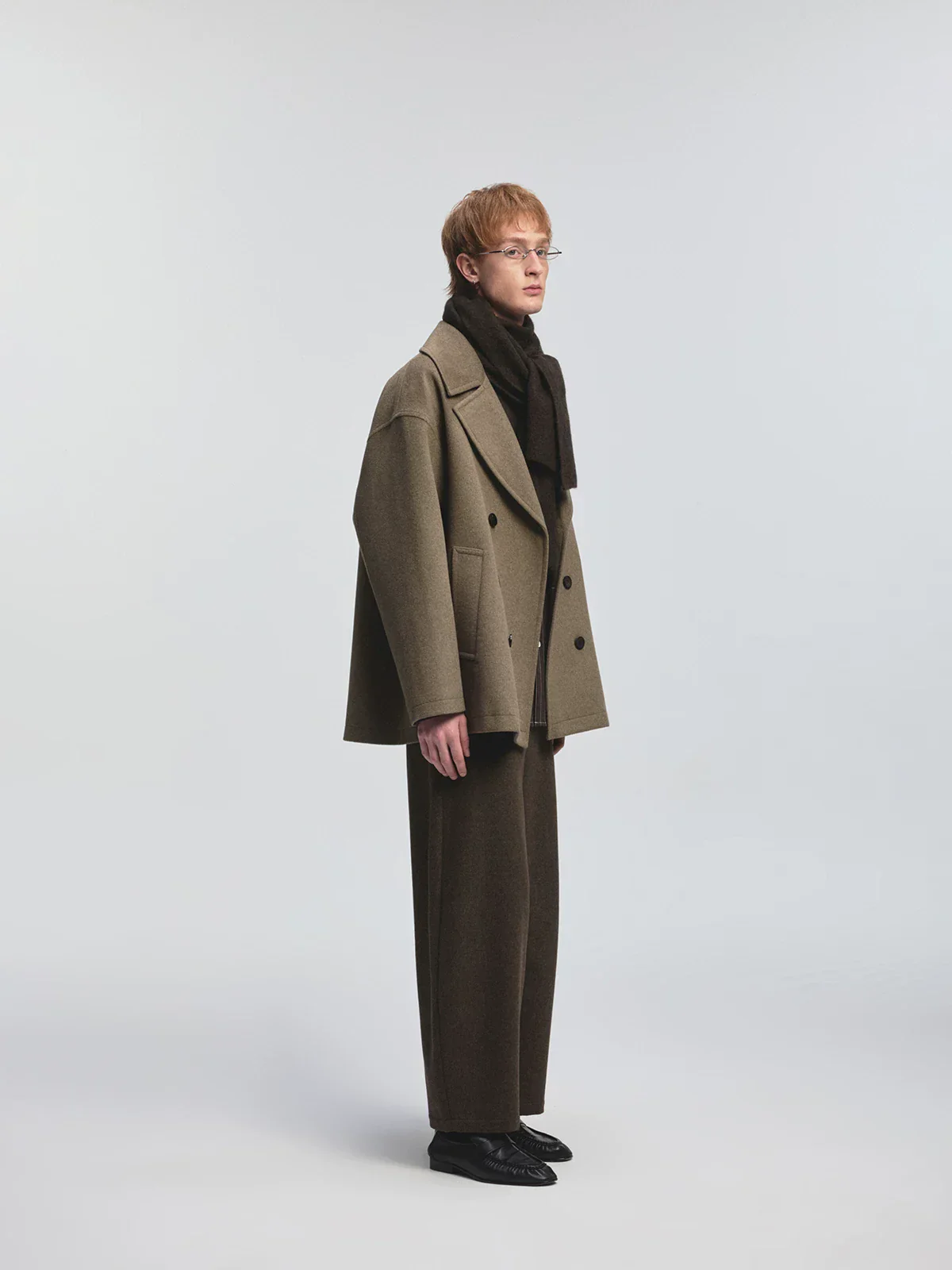 Wide Lapel Double-Breasted Wool Coat - Image 3