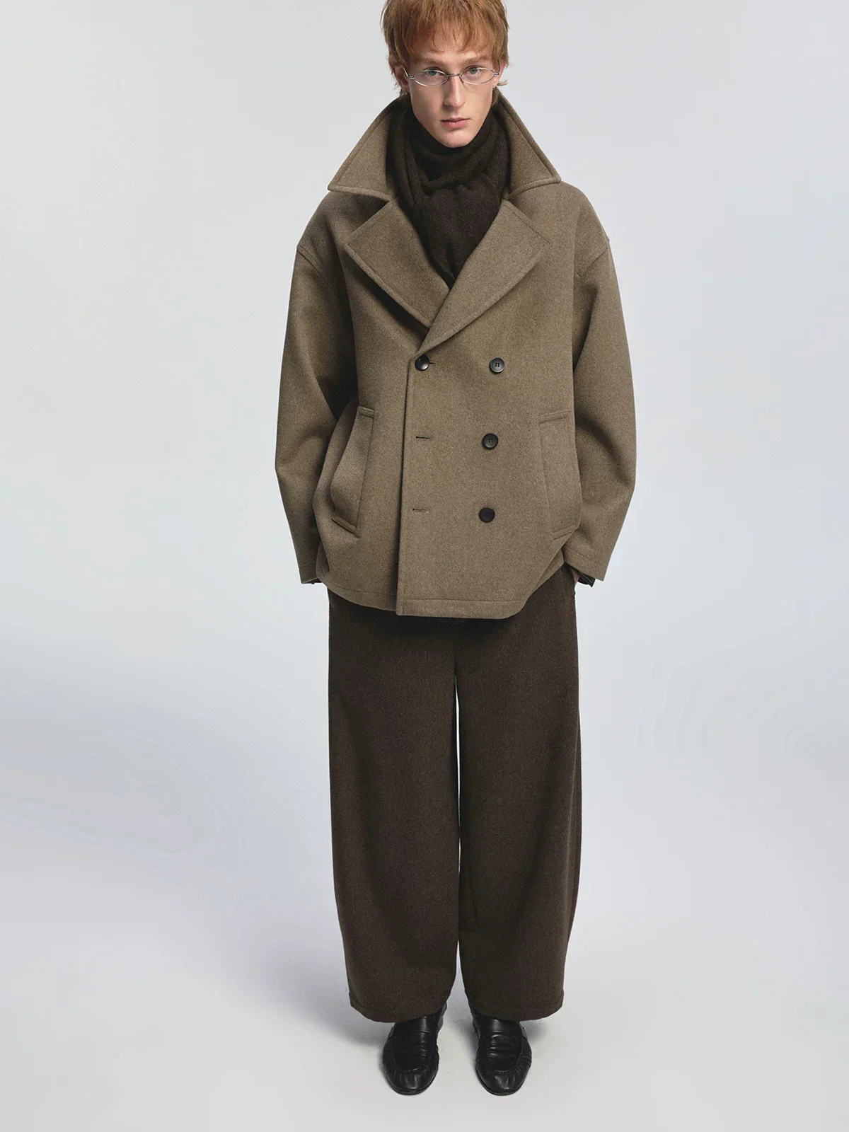 Wide Lapel Double-Breasted Wool Coat - Image 4