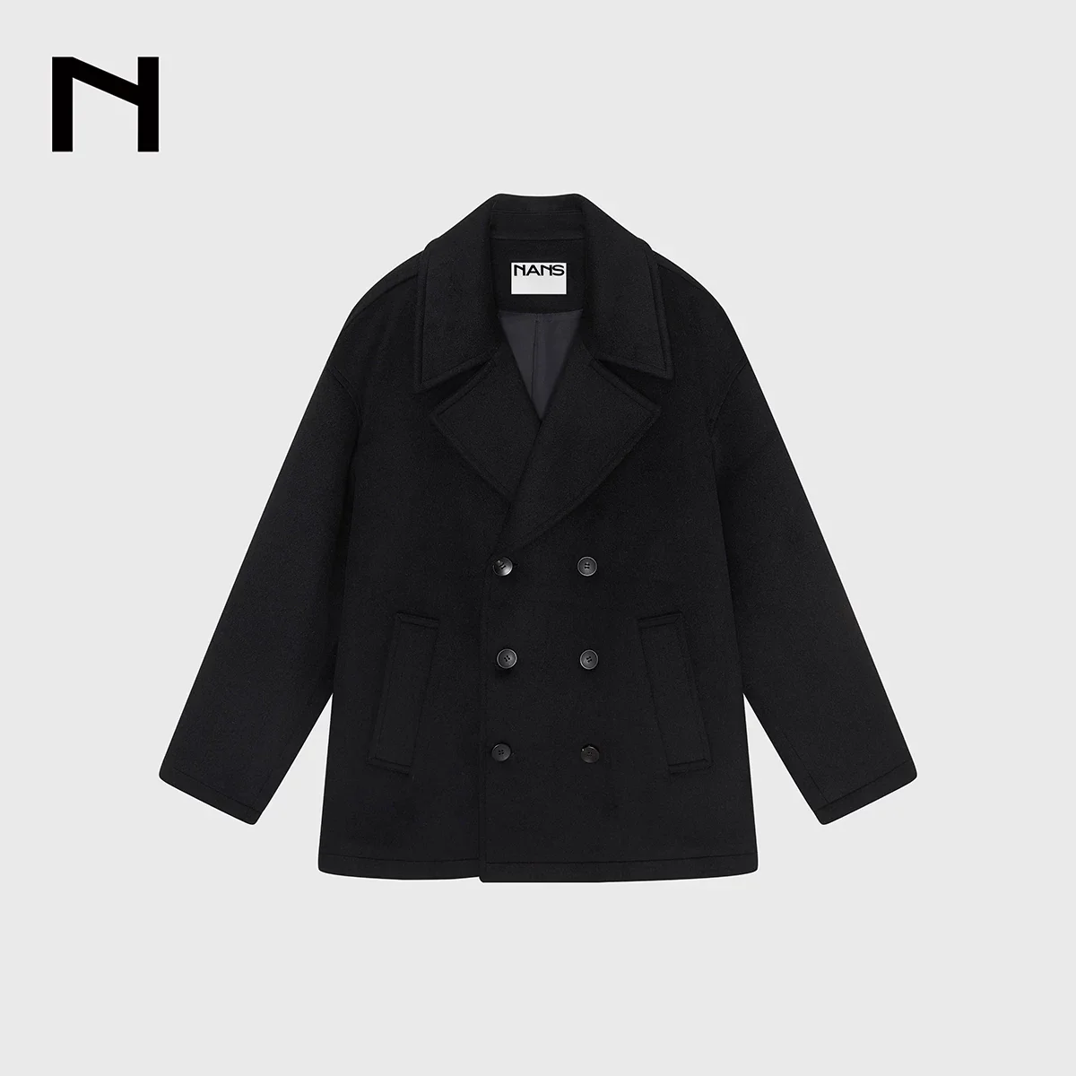 Wide Lapel Double-Breasted Wool Coat - Image 8