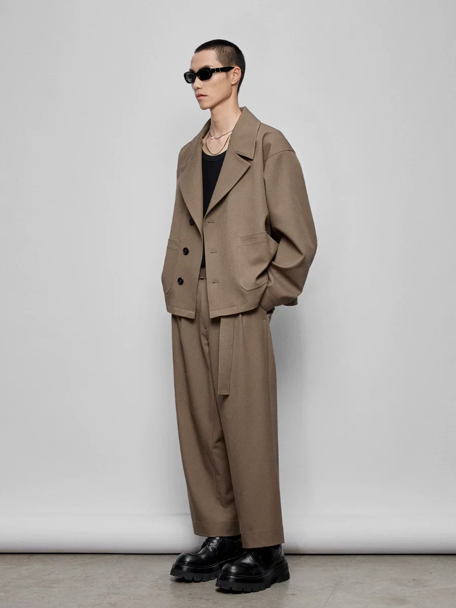 Wide Lapel Three-Button Twill Jacket - Image 2