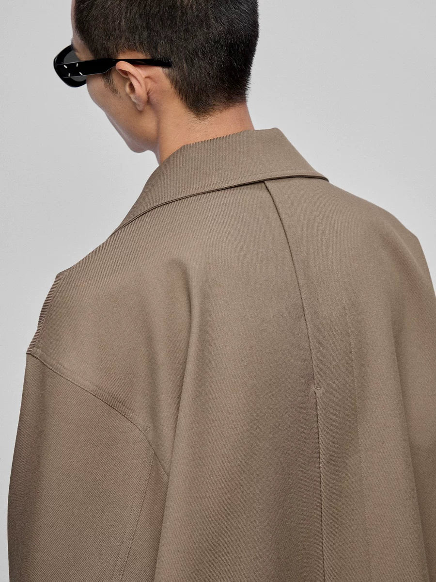 Wide Lapel Three-Button Twill Jacket - Image 3