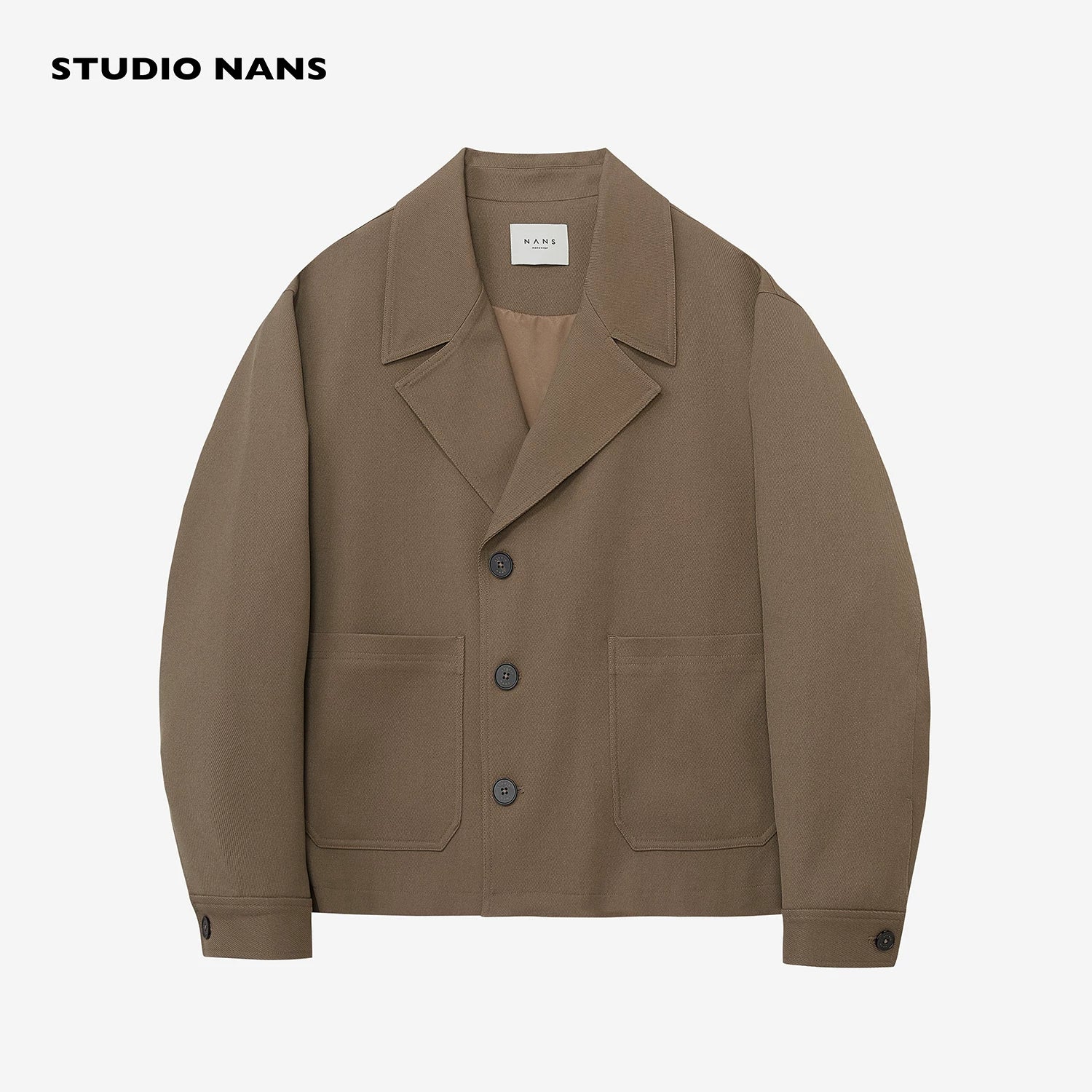 Wide Lapel Three-Button Twill Jacket - Image 6