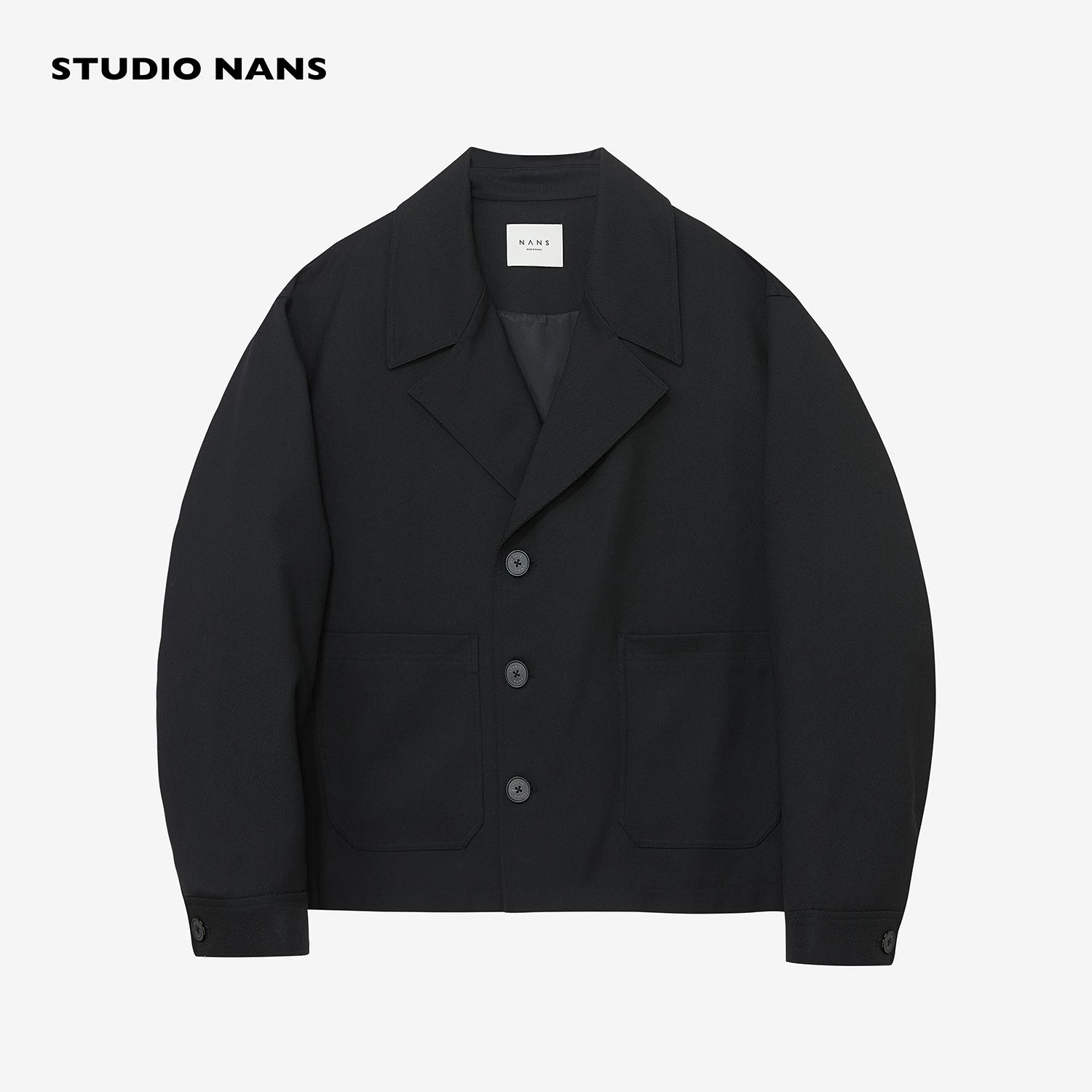 Wide Lapel Three-Button Twill Jacket - Image 7