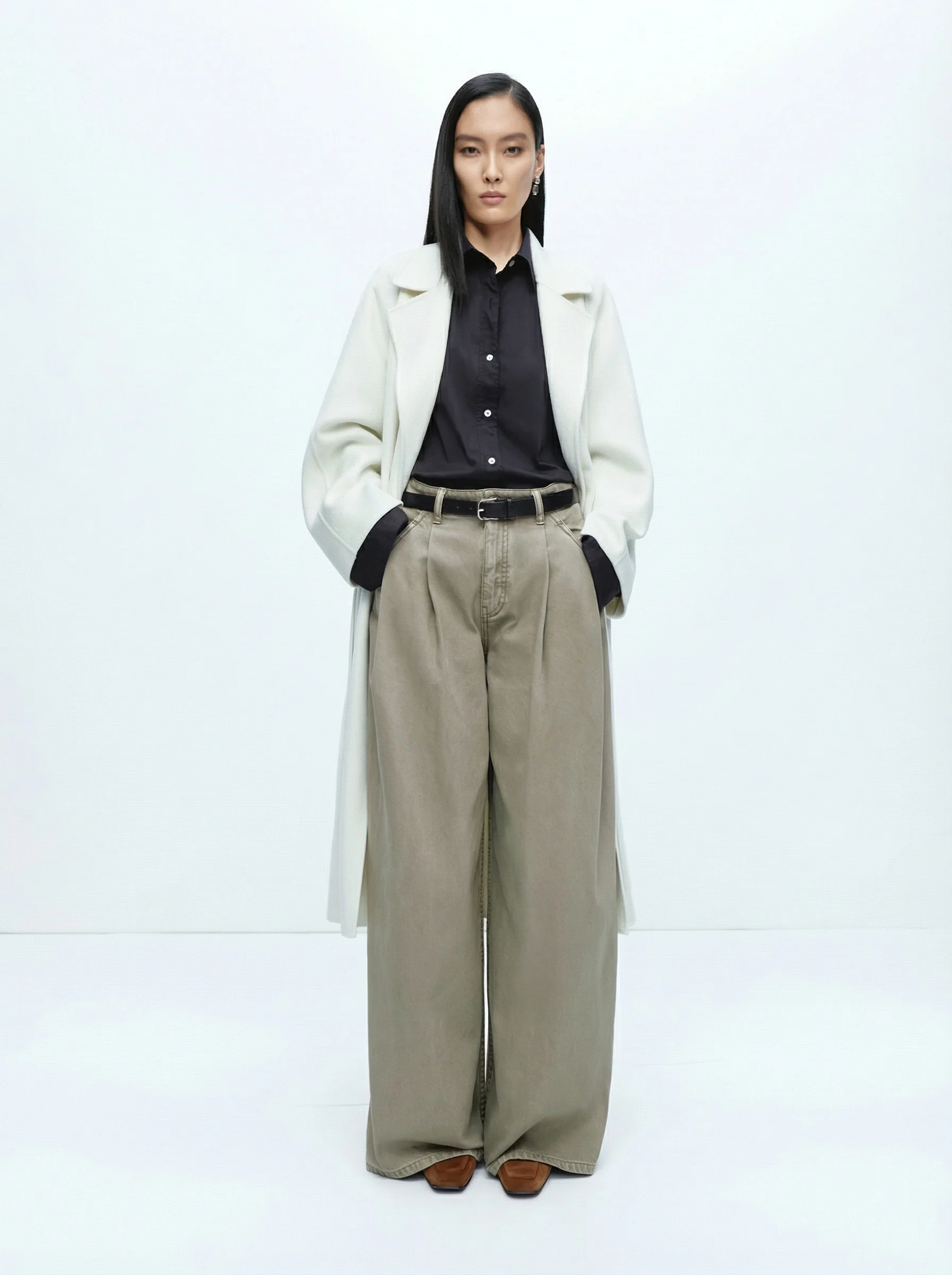 Wide-Lapel Wrap Coat