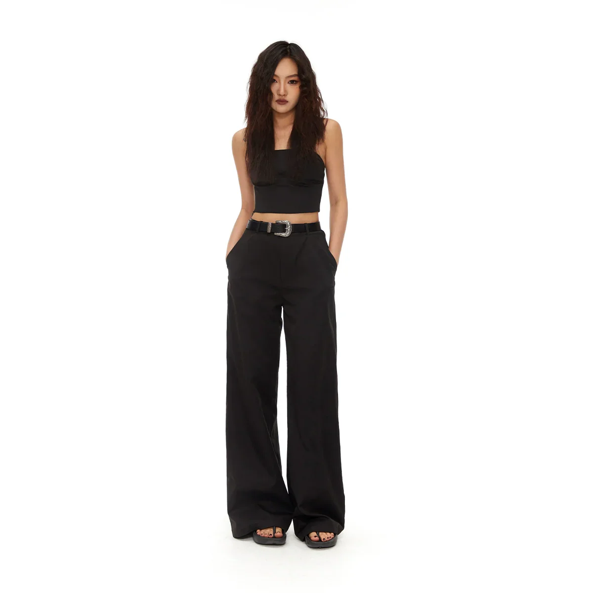 Wide-Leg Black Trousers - Image 2