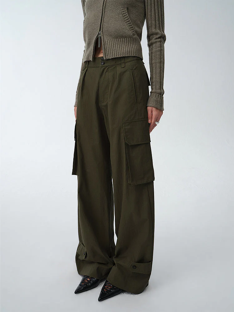 Wide-Leg Cargo Trousers