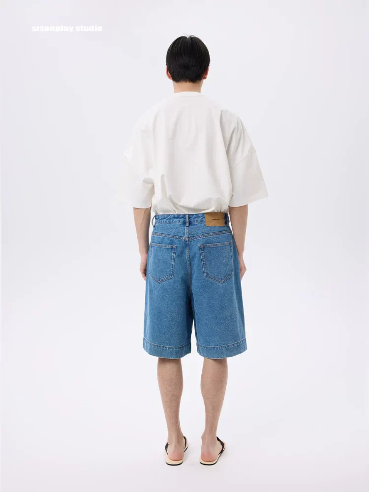 Wide-Leg Denim Bermuda Shorts - Image 2