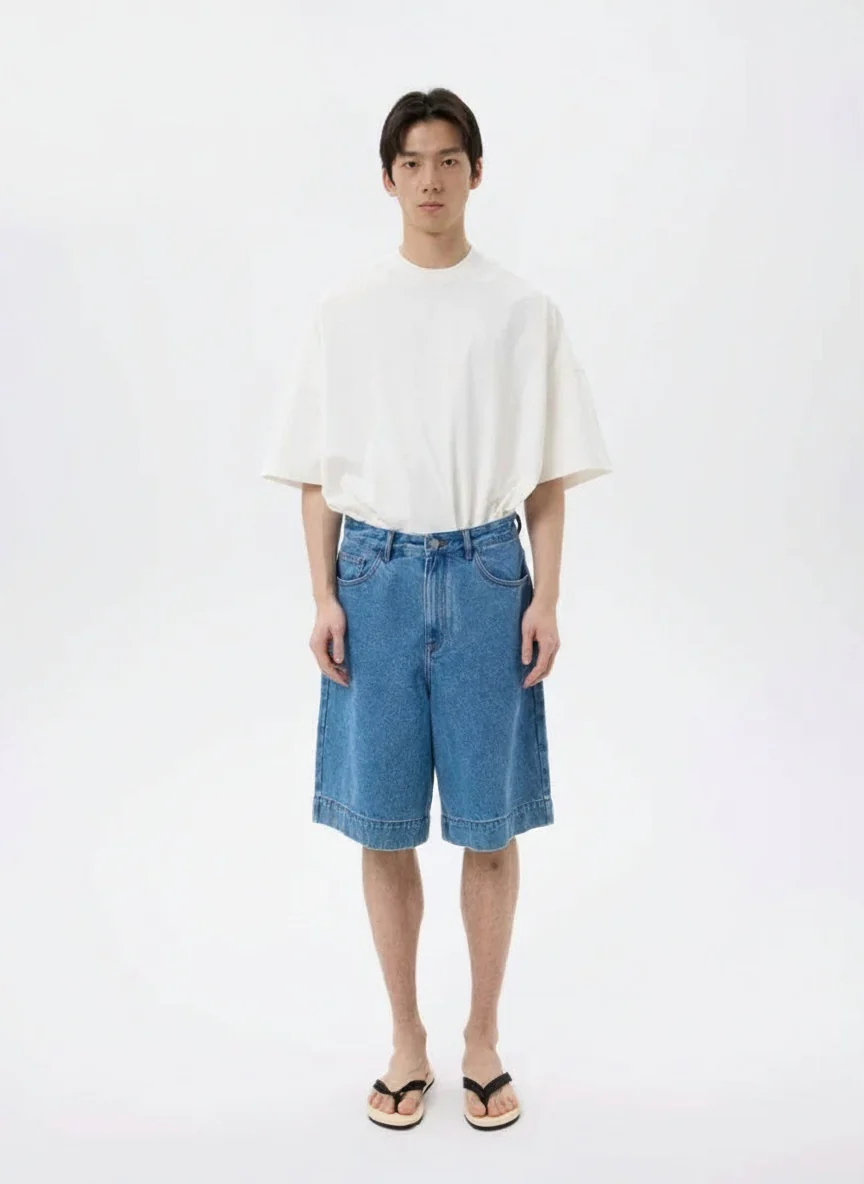 Wide-Leg Denim Bermuda Shorts - Image 6
