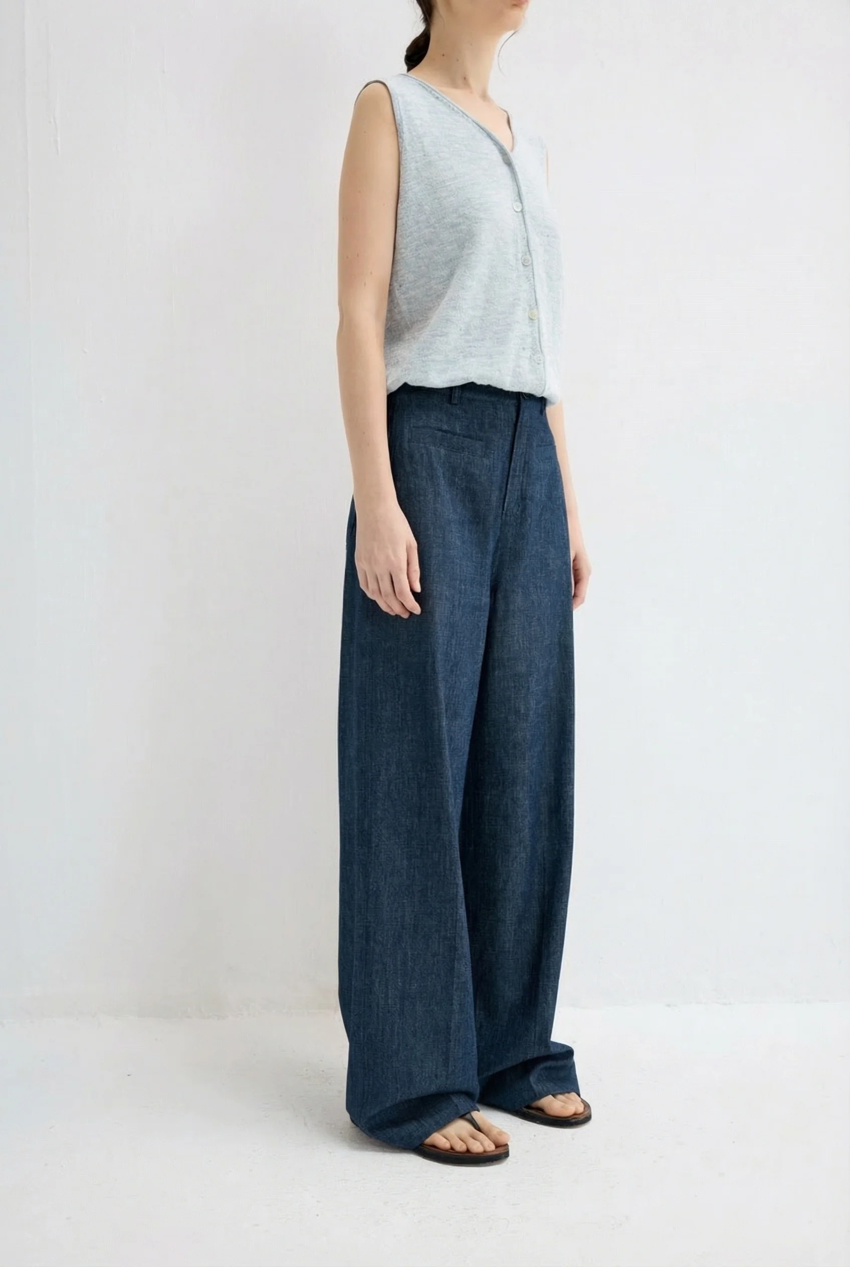 Wide-Leg Denim Trousers