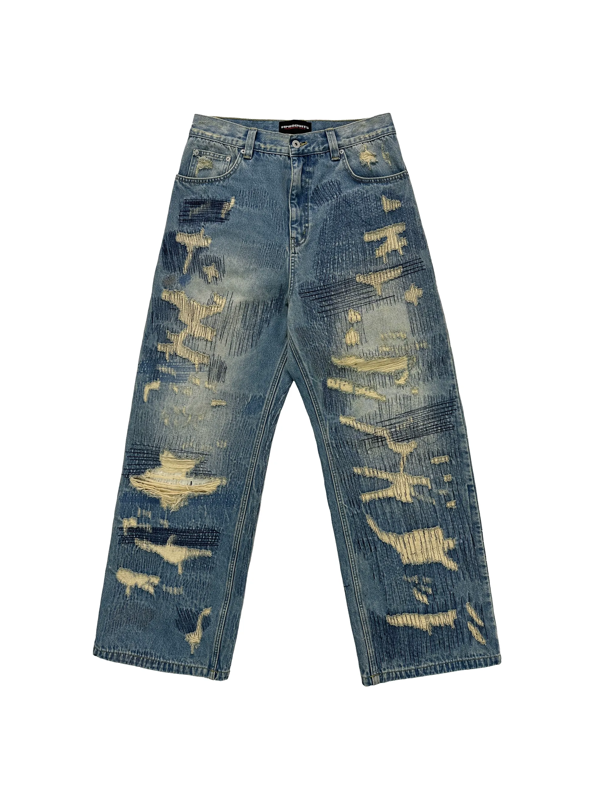 Wide-Leg Distressed Denim Jeans - Image 6