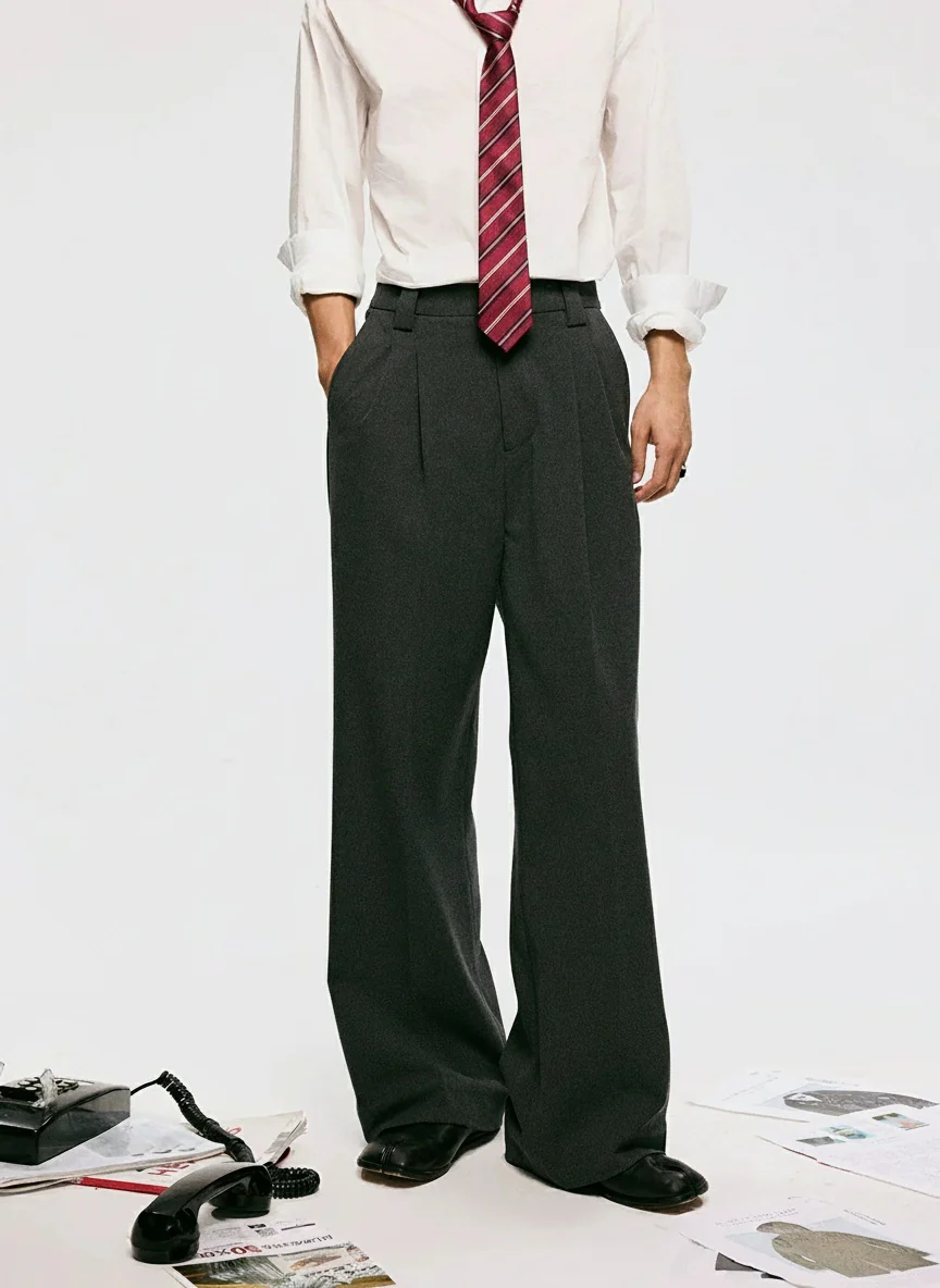 Wide-Leg Pleated Trousers - Image 5