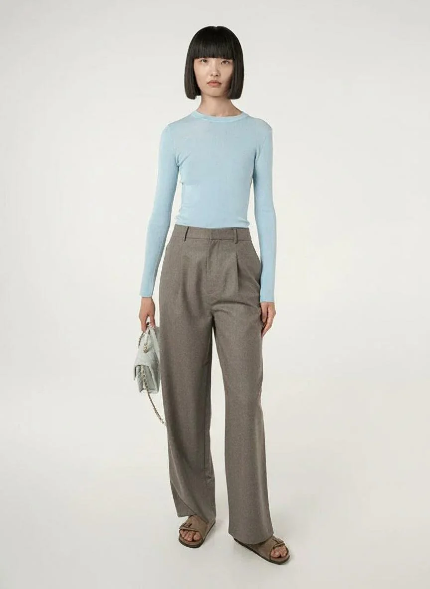 Wide-Leg Pure Wool Trousers - Image 3
