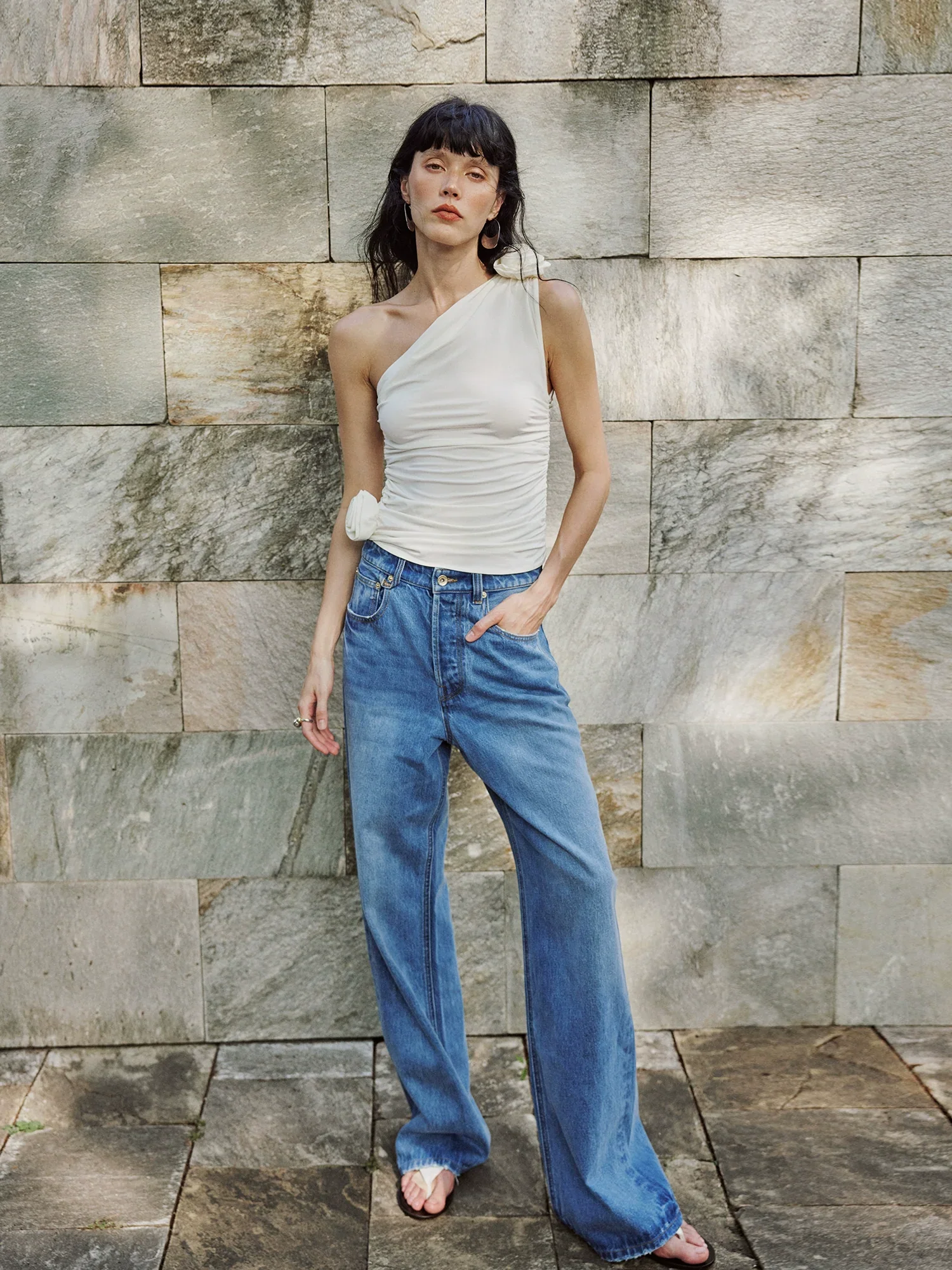 Wide-Leg Straight Denim Jeans - Image 4
