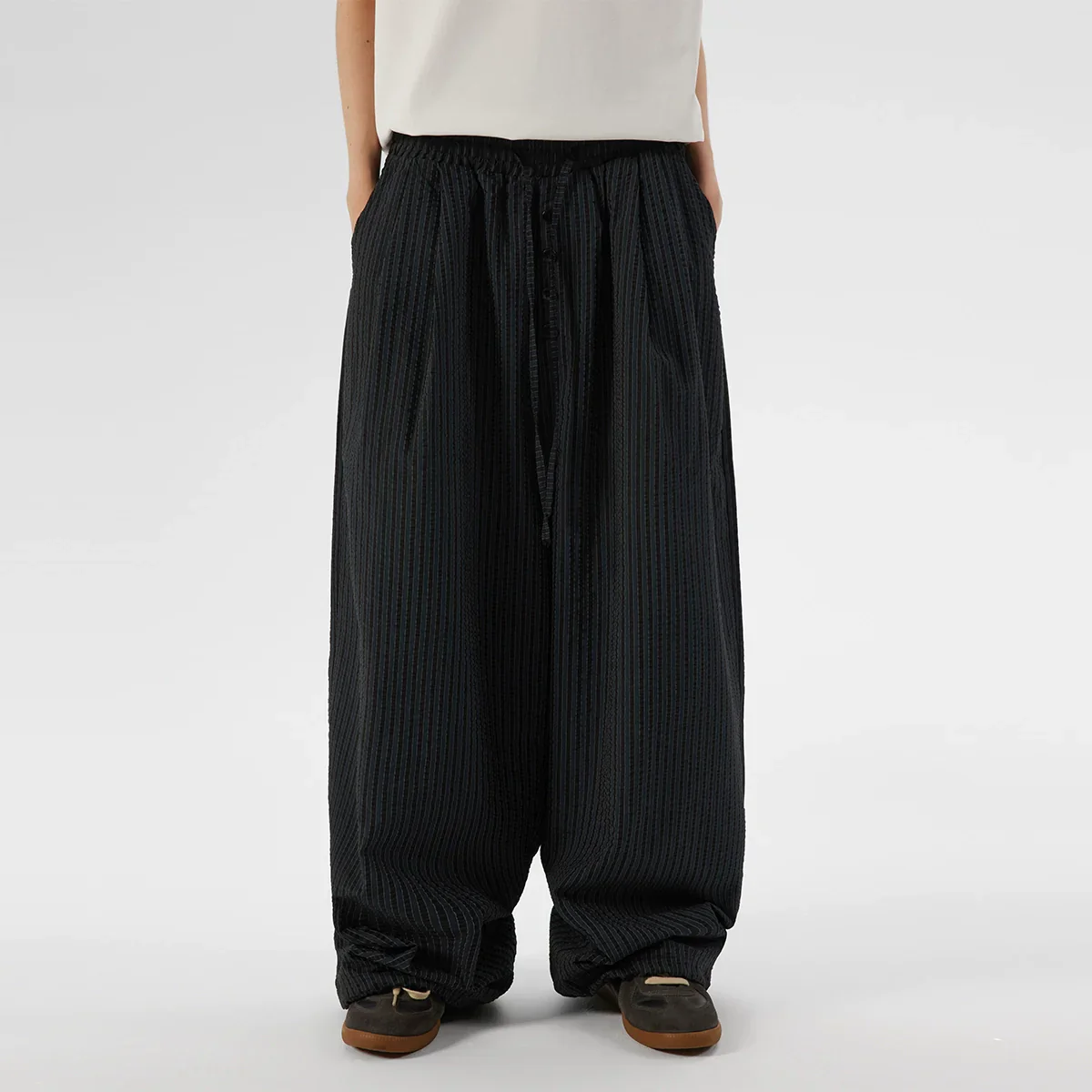 Wide Leg Striped Trousers