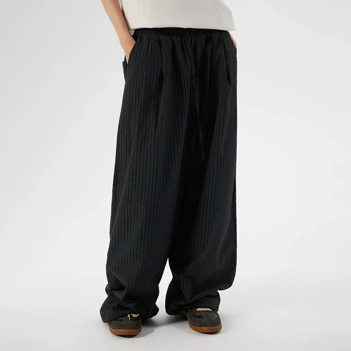 Wide Leg Striped Trousers - Image 2